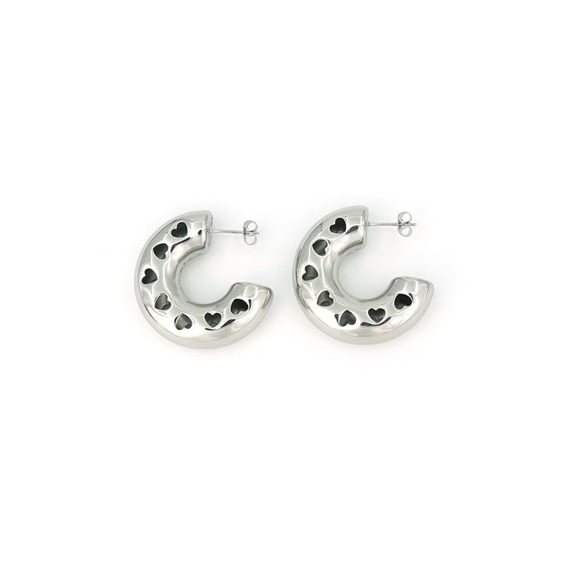 フープ ピアス ハートくり抜き半円フープピアス