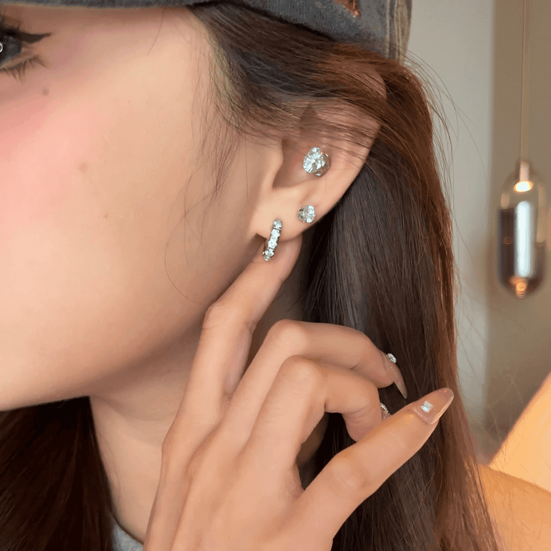 フープ ピアス フープ ピアス 輝きクリスタル ミニフープピアスセット