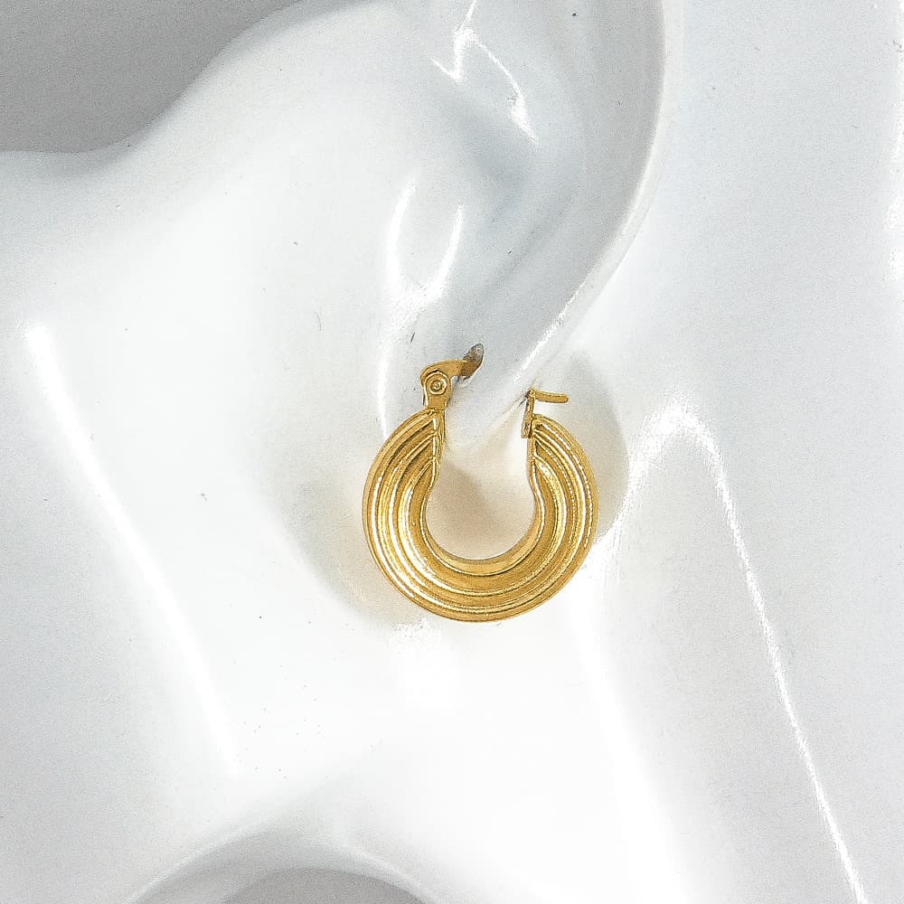 フープ ピアス 立体波紋 フープピアス