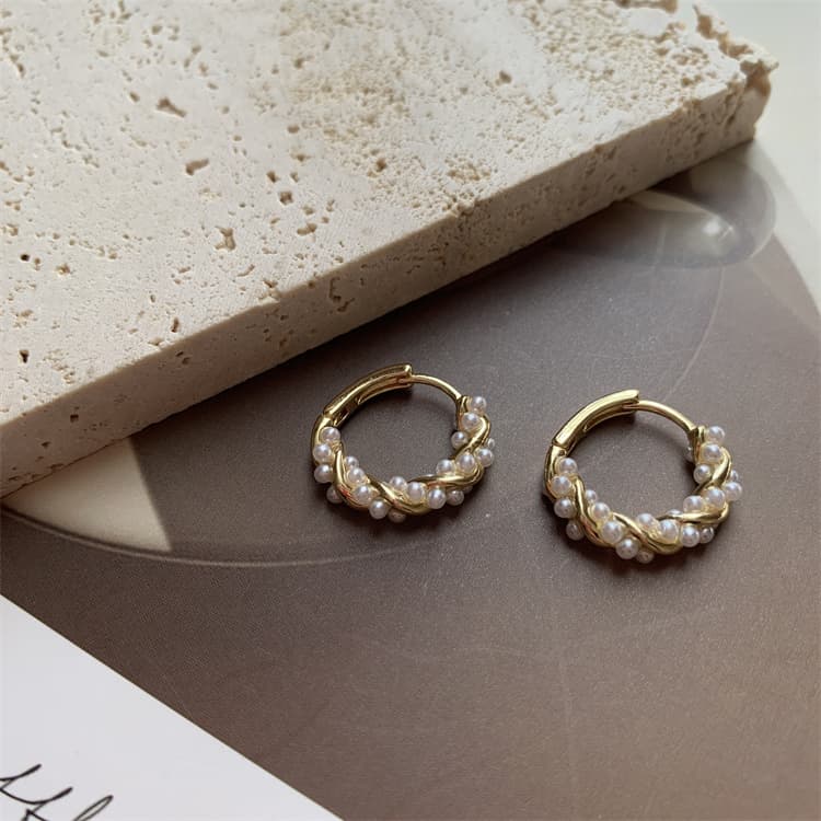 フープ ピアス フープ ピアス 小粒パール輝く月夜のフープ