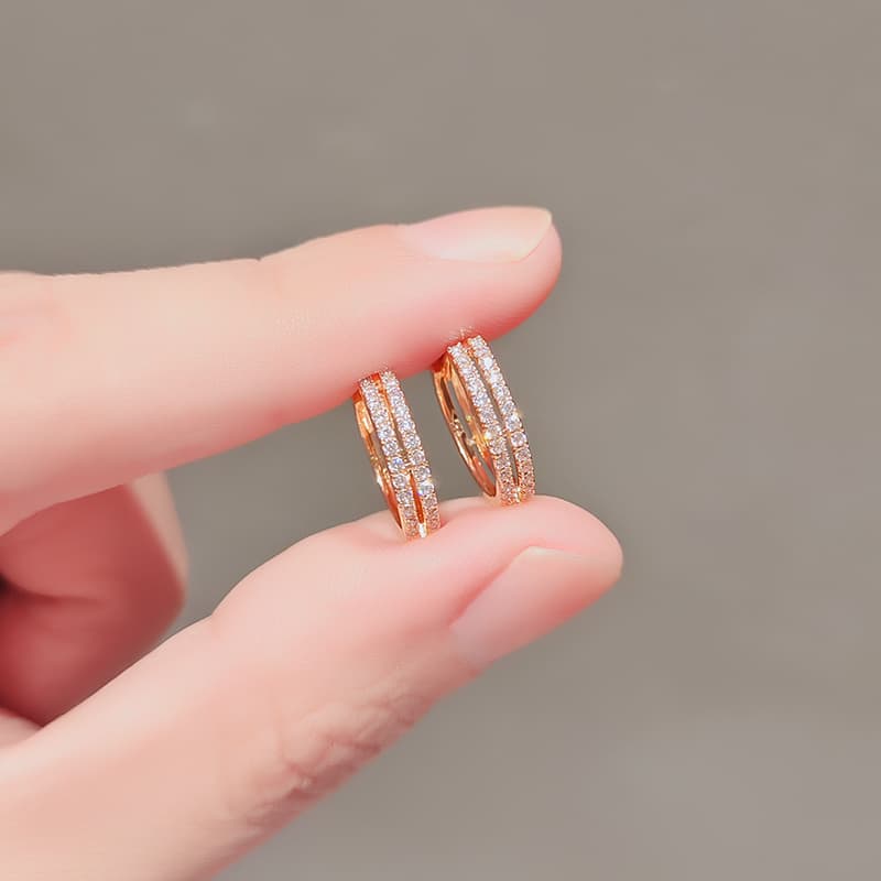 フープ ピアス フープ ピアス 煌めき二連ダイヤフープピアス