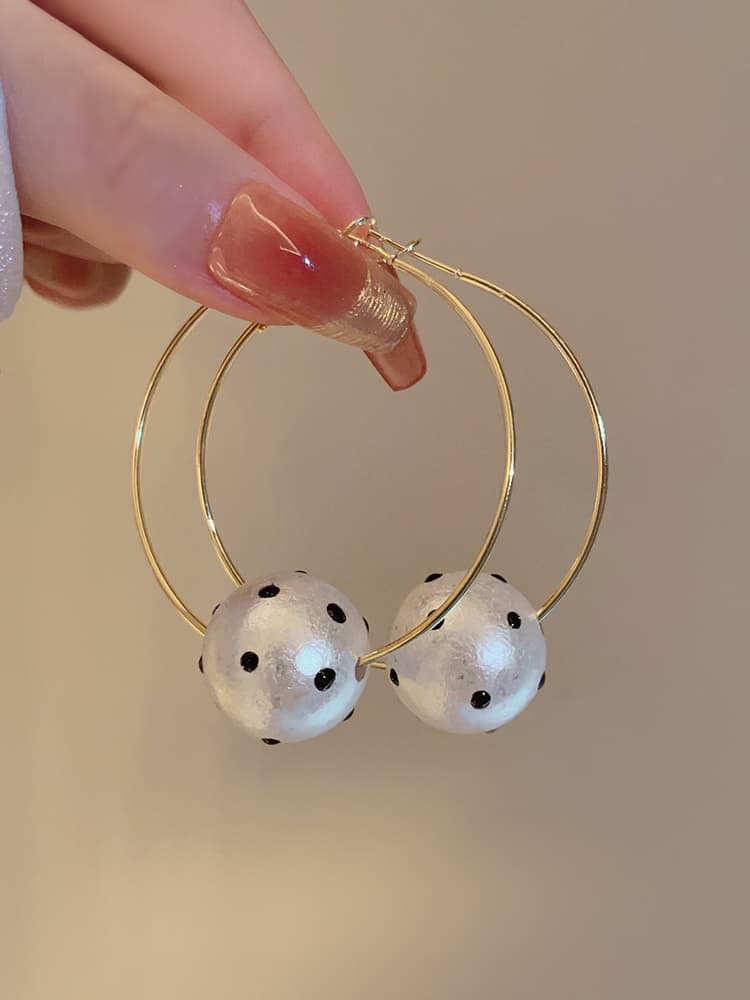 フープ ピアス フープ ピアス 天然石ドット模様フープイヤリング
