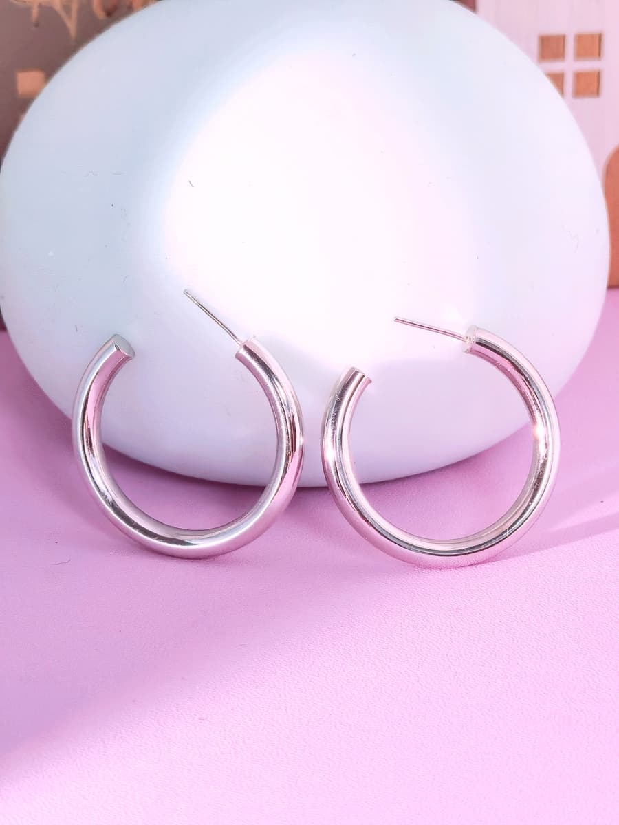 フープ ピアス 洗練シンプル太めフープピアス