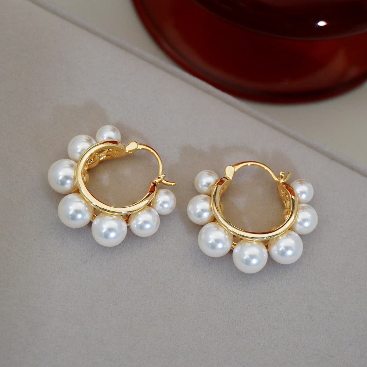 フープ ピアス フープ ピアス 真珠の花輪フープピアス