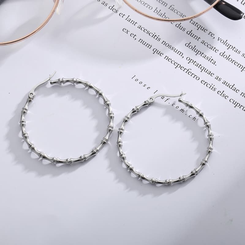 フープ ピアス 竹節模様フープピアス