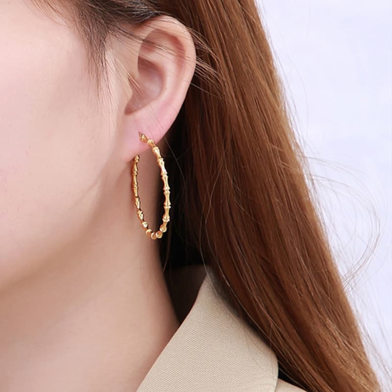フープ ピアス 竹節模様フープピアス