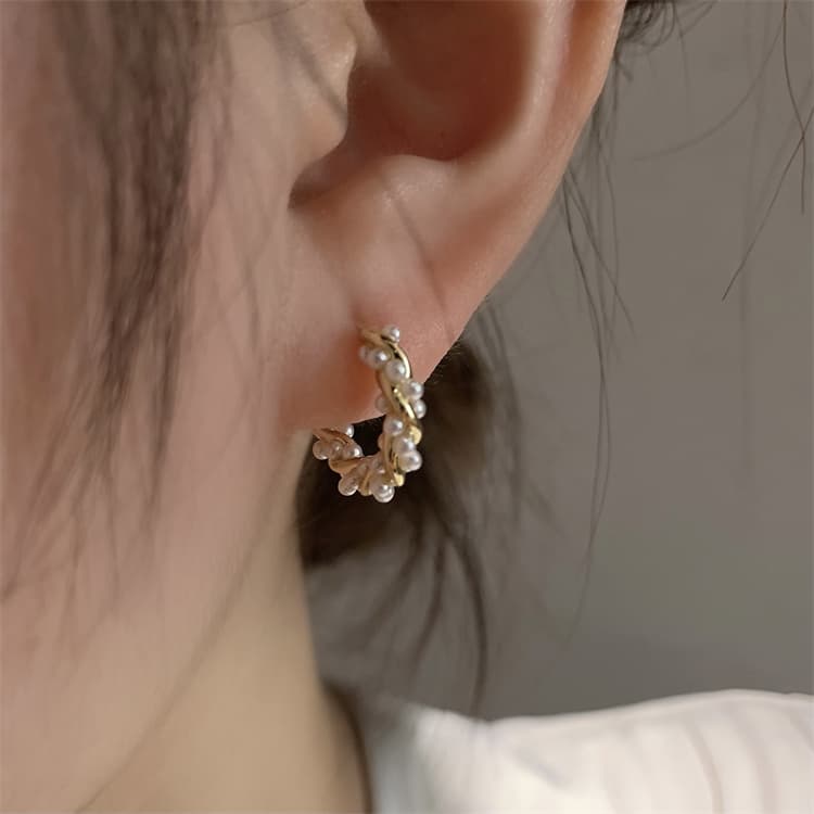 フープ ピアス フープ ピアス 小粒パール輝く月夜のフープ