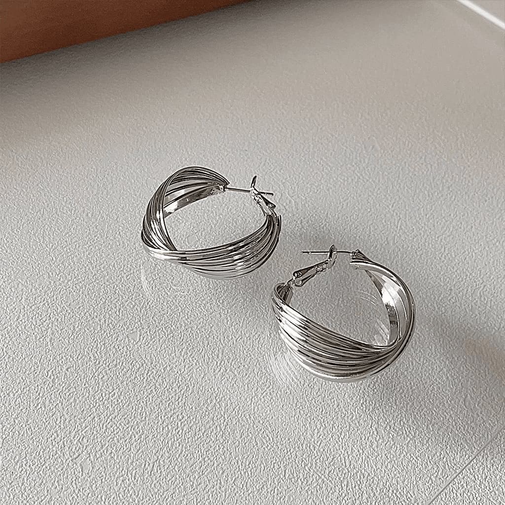 フープ ピアス フープ ピアス 波紋デザイン 上品フープピアス