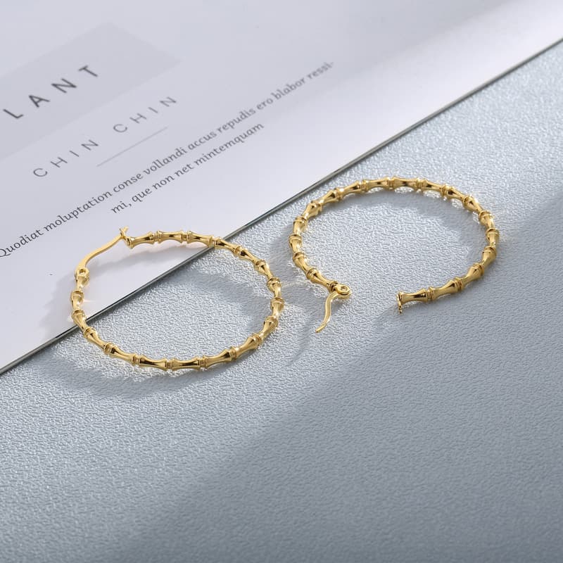 フープ ピアス 竹節模様フープピアス