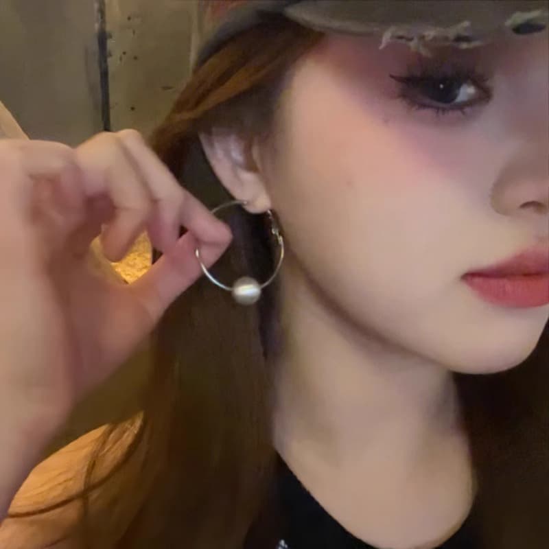フープ ピアス 艶めきパール フープピアス