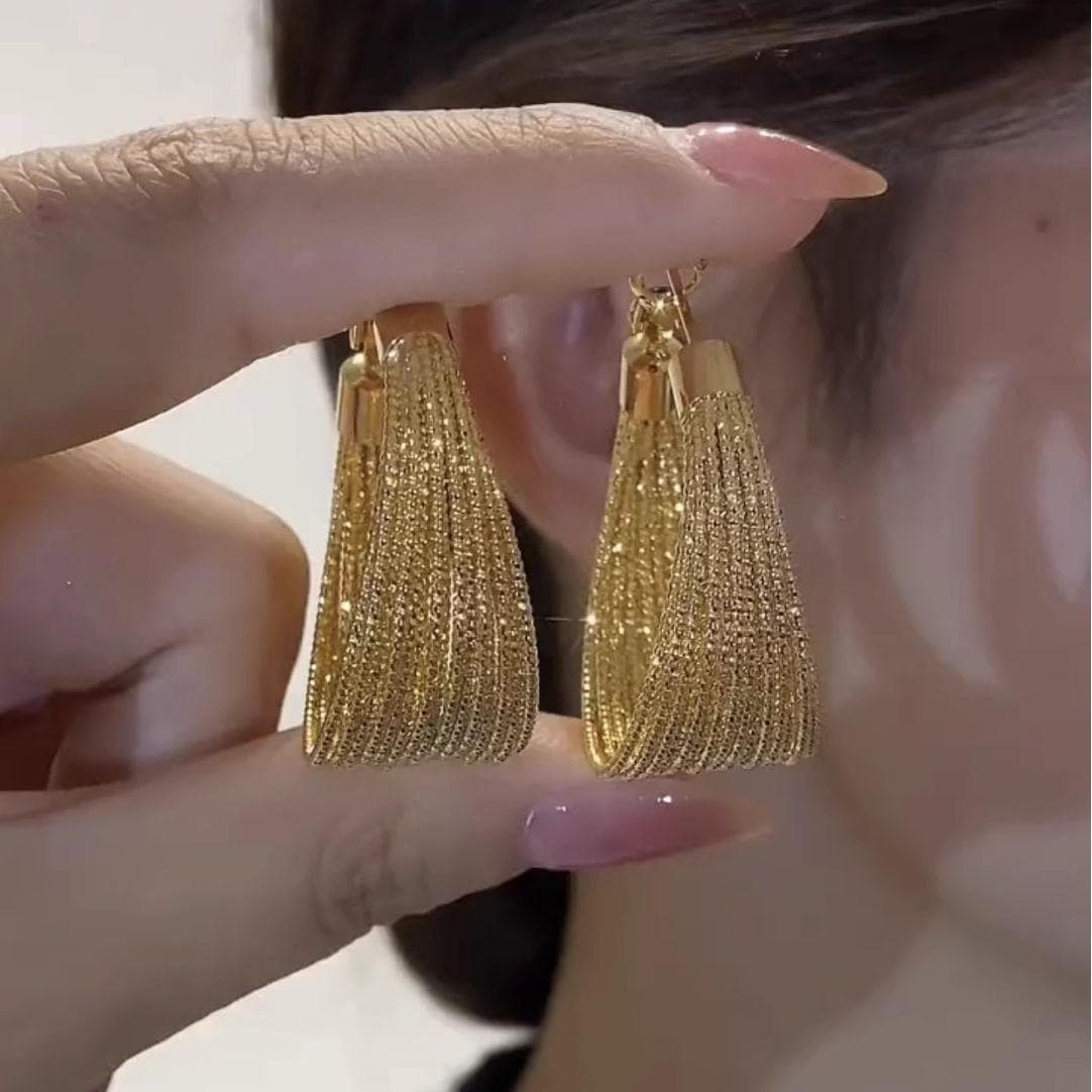 フープ ピアス 多層織りメッシュフープ