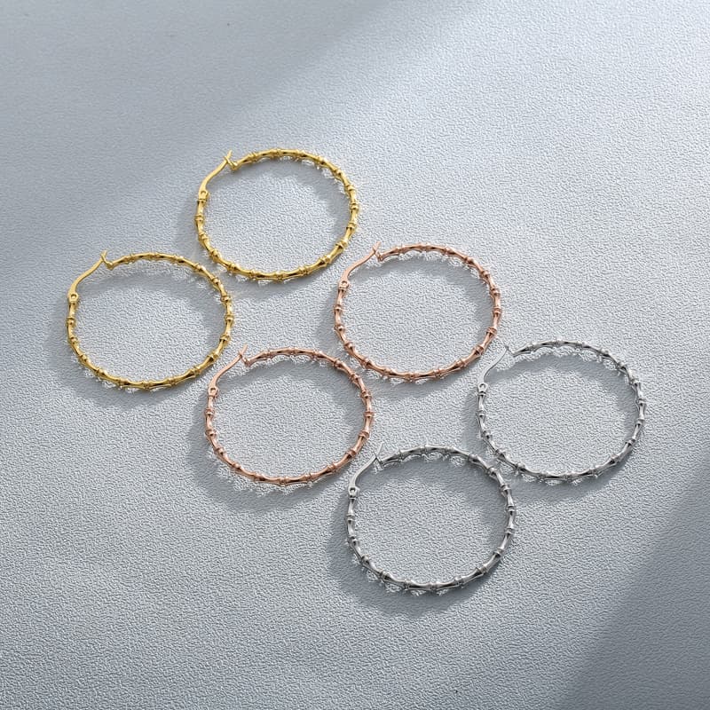 フープ ピアス 竹節模様フープピアス